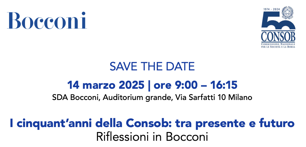 I cinquant'anni della Consob: tra presente e futuro - Riflessioni in Bocconi